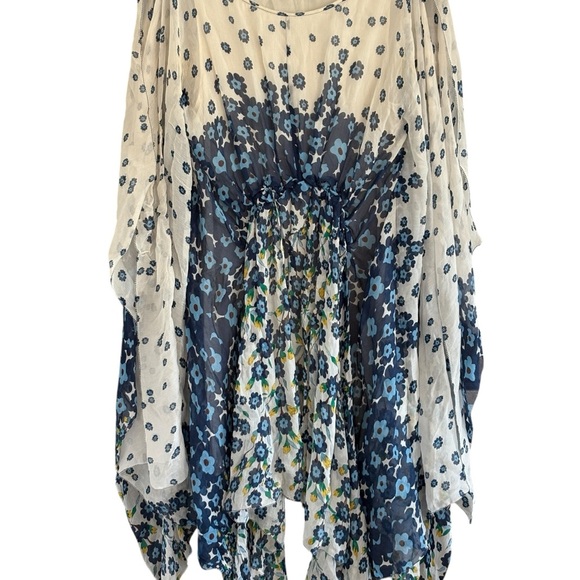 Diane von Furstenberg Floral Silk Dress Fairy Size 0 Blue - Picture 2 of 5